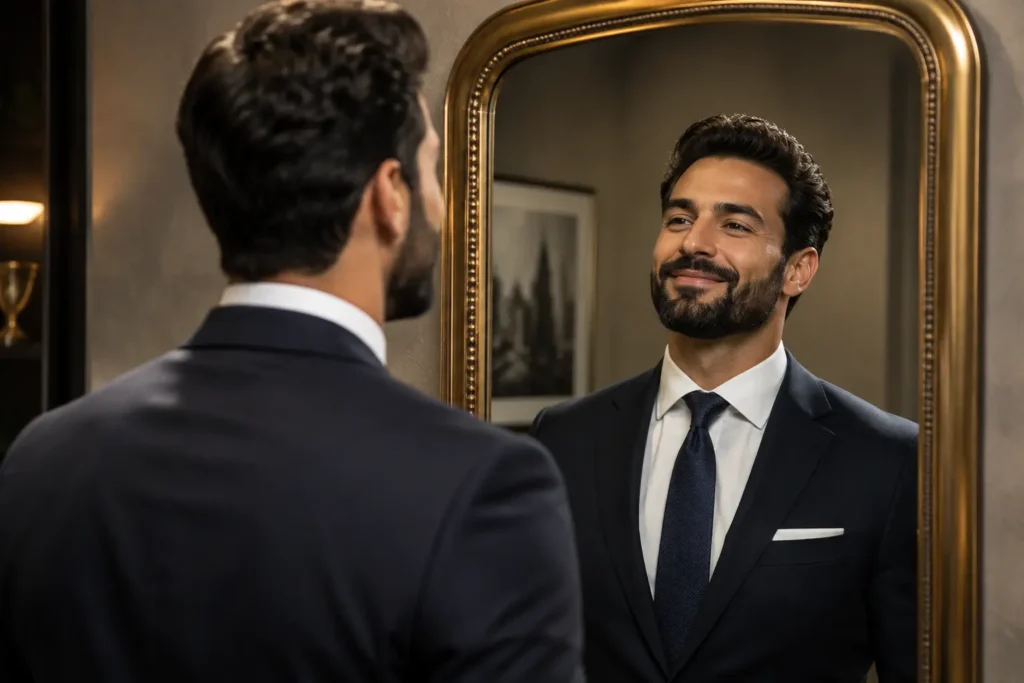imagem de um homem com transtorno Narcisista com um ar de satisfação