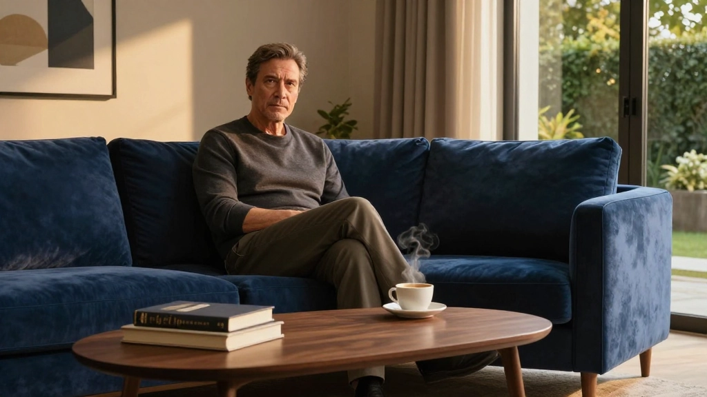 Imagem de um homem sentado num sofá ilustrando Síndrome do pânico