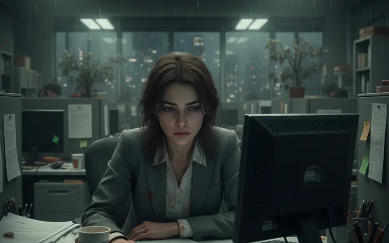 Burnout e o esgotamento de uma mulher profissional no ambiente de trabalho desanimada