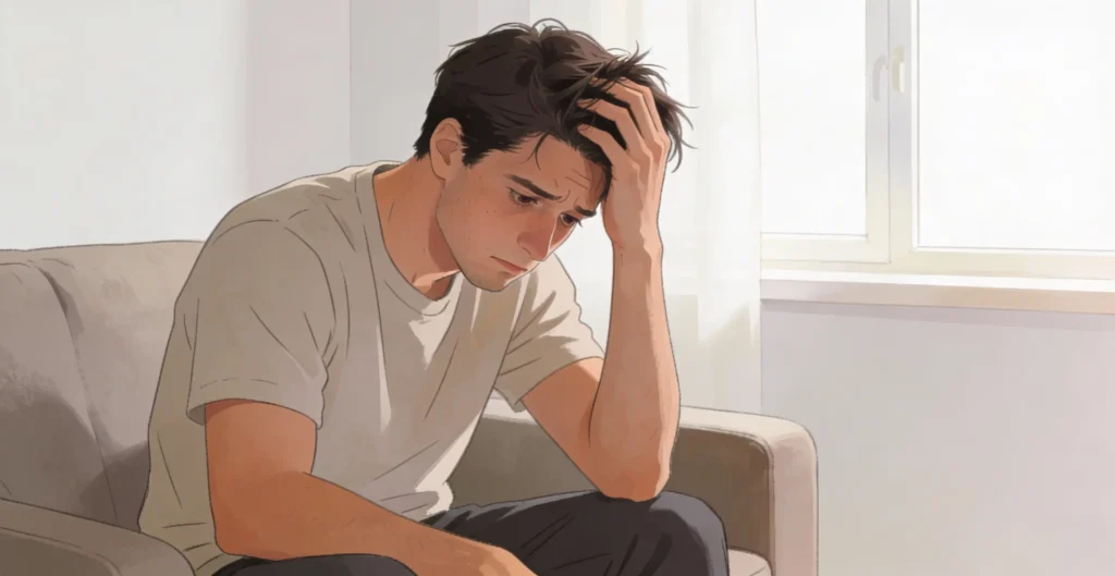 Um rapaz com a mão no cabelo, Tricotilomania