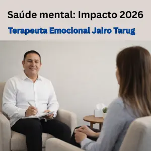 Saúde mental impacto em 2026, Imagem de de um Terapeuta Emocional Jairo Tarug e uma paciente