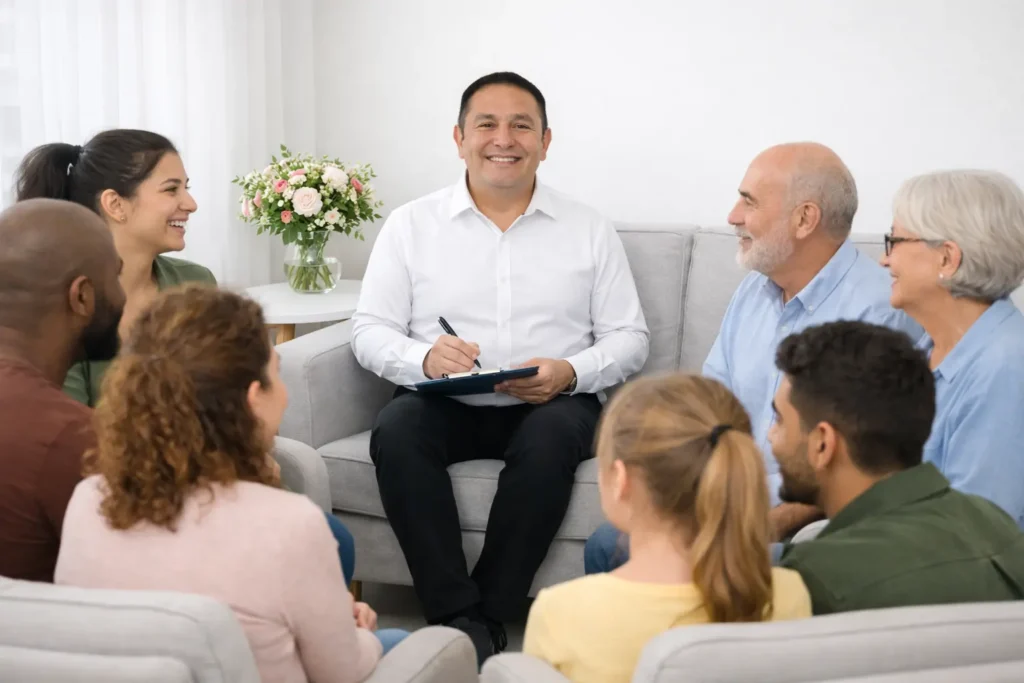Sobre mim fazendo terapia emocional para grupos