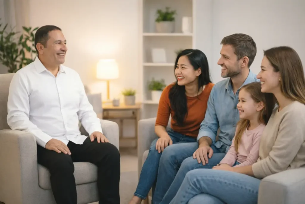 Terapia emocional Jairo J Alves atendendo uma família.