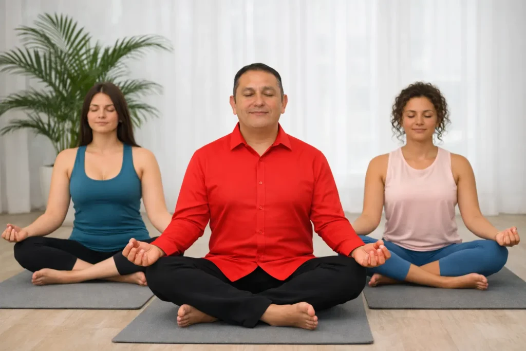 Pessoa praticando mindfulness numa sala — inteligência emocional